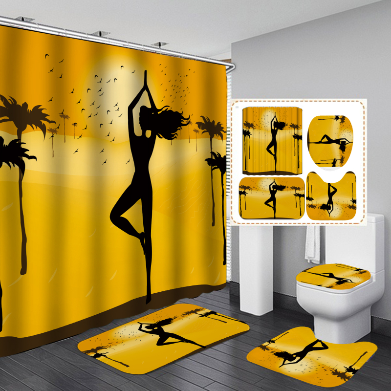 2020 Unique Style African Exotic Women Waterproof Shower Curtains Set, Wholesale Mildewproof Shower Curtain Set/
