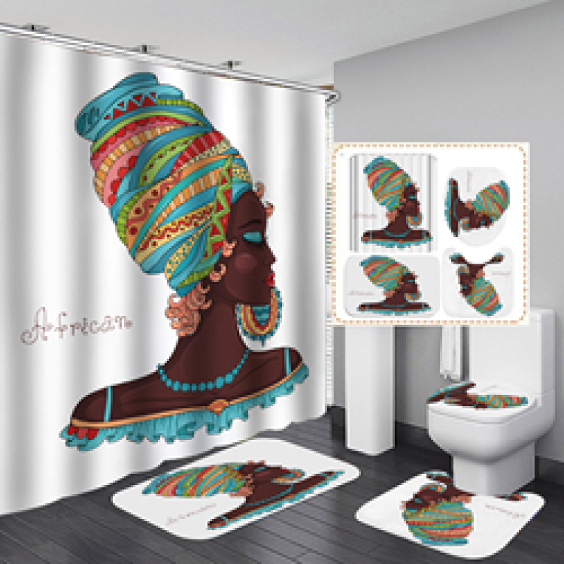 2020 Unique Style African Exotic Women Waterproof Shower Curtains Set, Wholesale Mildewproof Shower Curtain Set/