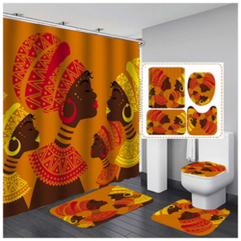 2020 Unique Style African Exotic Women Waterproof Shower Curtains Set, Wholesale Mildewproof Shower Curtain Set/