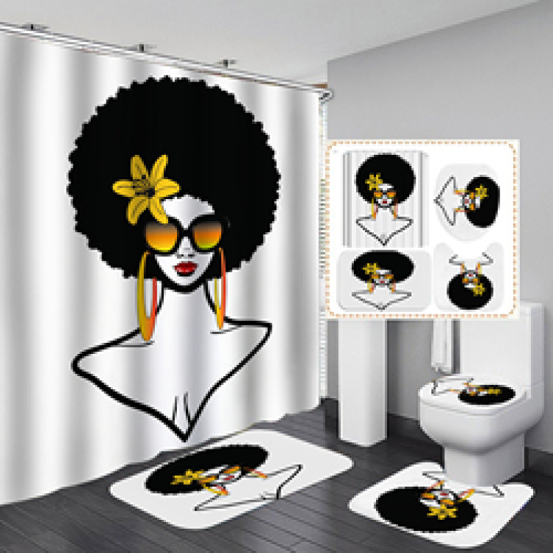 2020 Unique Style African Exotic Women Waterproof Shower Curtains Set, Wholesale Mildewproof Shower Curtain Set/