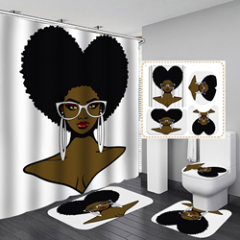 2020 Unique Style African Exotic Women Waterproof Shower Curtains Set, Wholesale Mildewproof Shower Curtain Set/