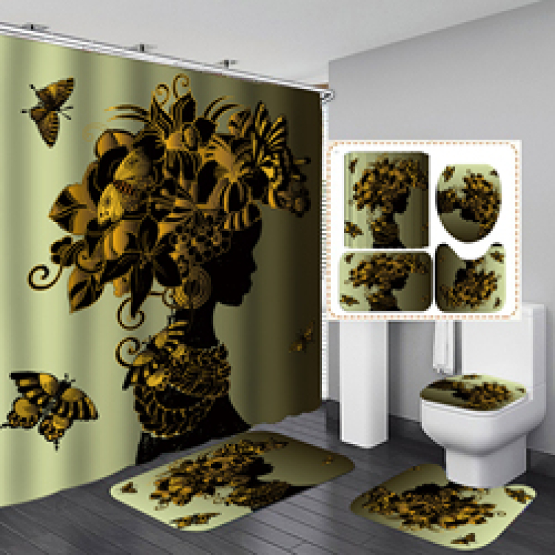 2020 Unique Style African Exotic Women Waterproof Shower Curtains Set, Wholesale Mildewproof Shower Curtain Set/
