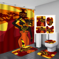 2020 Unique Style African Exotic Women Waterproof Shower Curtains Set, Wholesale Mildewproof Shower Curtain Set/