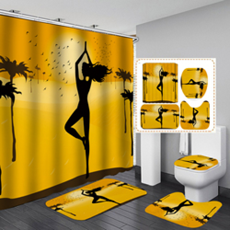 2020 Unique Style African Exotic Women Waterproof Shower Curtains Set, Wholesale Mildewproof Shower Curtain Set/