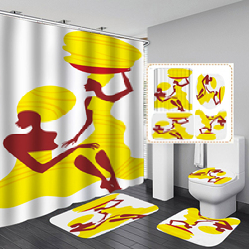 2020 Unique Style African Exotic Women Waterproof Shower Curtains Set, Wholesale Mildewproof Shower Curtain Set/