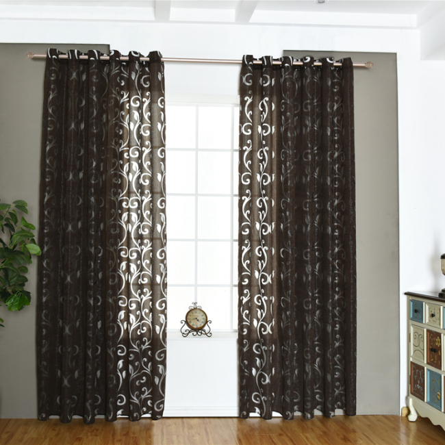 Factory Fashion flower pattern Designs Jacquard Ready Made Sheer Curtains