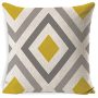 Farmhouse Burlap Square Cushion Covers for Sofa, Bench, Bed, Auto Seat, Yellow/grey Modern Simple Geometric Style Cotton Linen