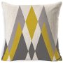 Farmhouse Burlap Square Cushion Covers for Sofa, Bench, Bed, Auto Seat, Yellow/grey Modern Simple Geometric Style Cotton Linen
