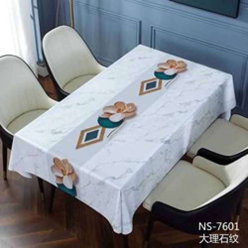 Hotel Quality luxury leather  household waterproof and free washing PVC tablecloth for hotel