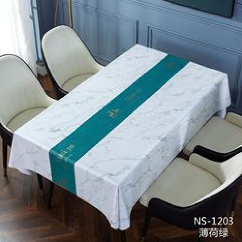 Hotel Quality luxury leather  household waterproof and free washing PVC tablecloth for hotel