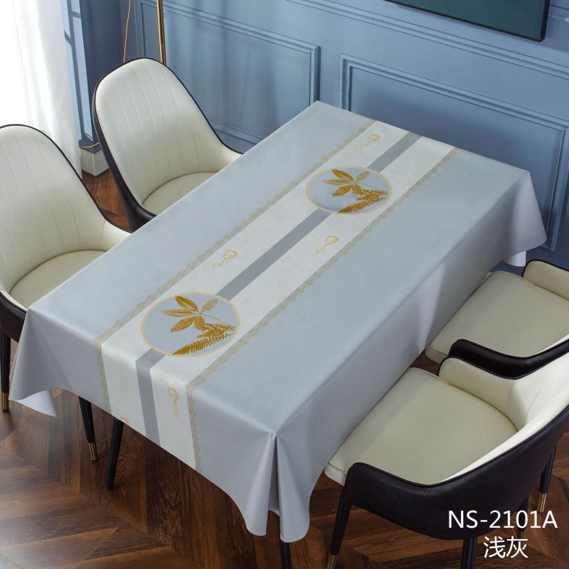 Hotel Quality luxury leather  household waterproof and free washing PVC tablecloth for hotel