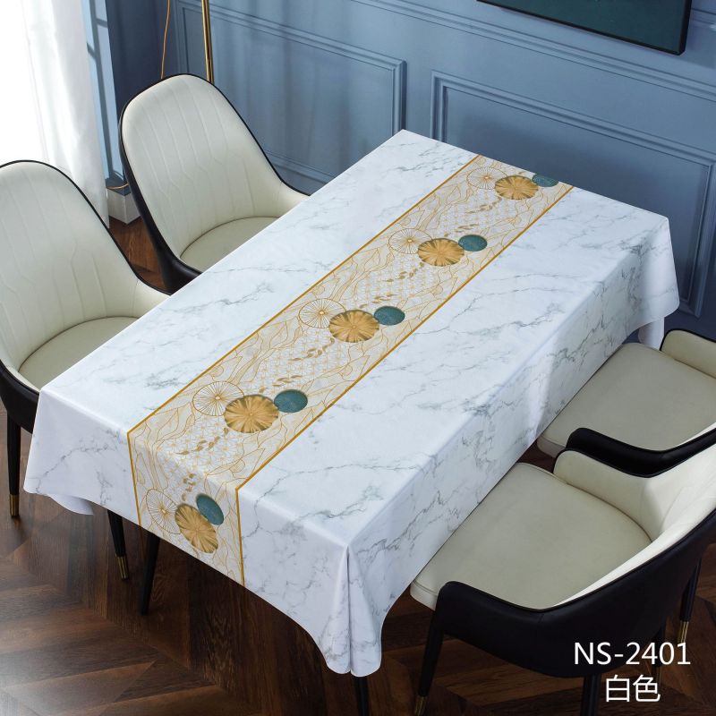 Hotel Quality luxury leather  household waterproof and free washing PVC tablecloth for hotel