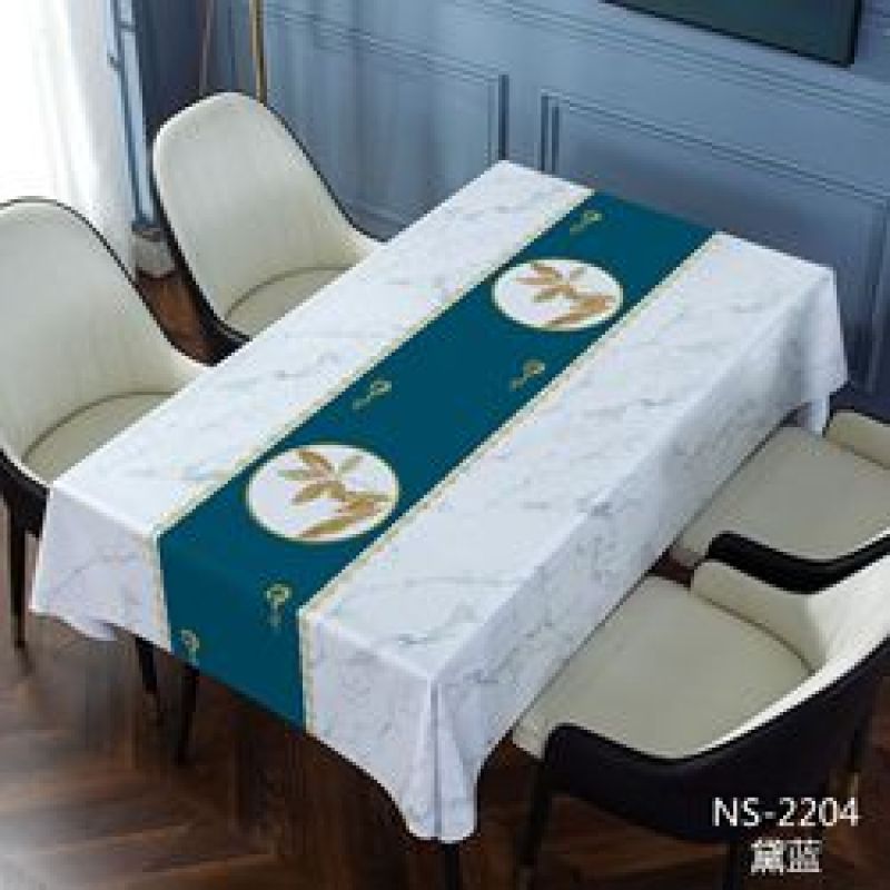 Hotel Quality luxury leather  household waterproof and free washing PVC tablecloth for hotel
