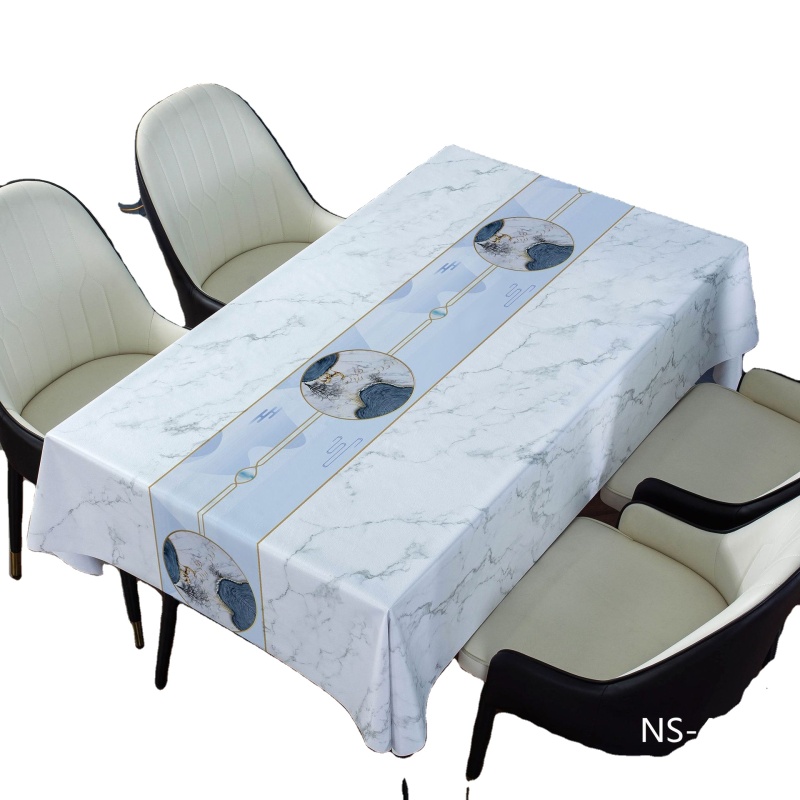 Hotel Quality luxury leather  household waterproof and free washing PVC tablecloth for hotel
