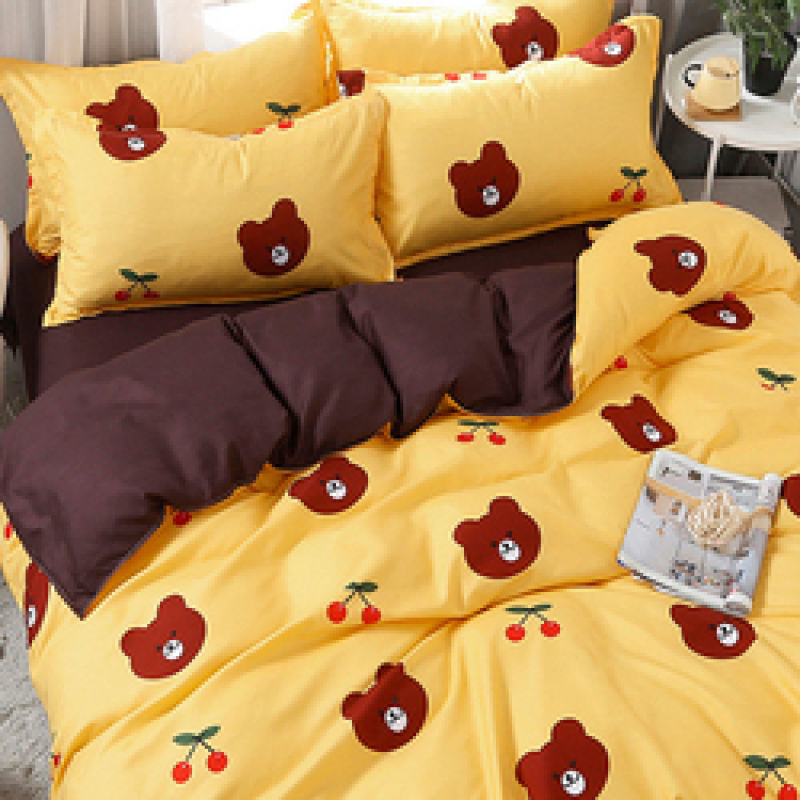 Amazon Hot Sale Printed 4 Piece Bed Sheet Set, Bed Sheet Cotton Set Bedding Set/