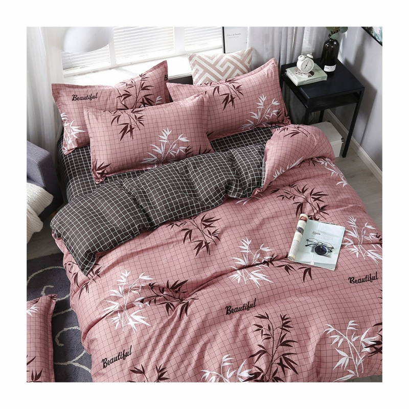 Amazon Hot Sale Printed 4 Piece Bed Sheet Set, Bed Sheet Cotton Set Bedding Set/