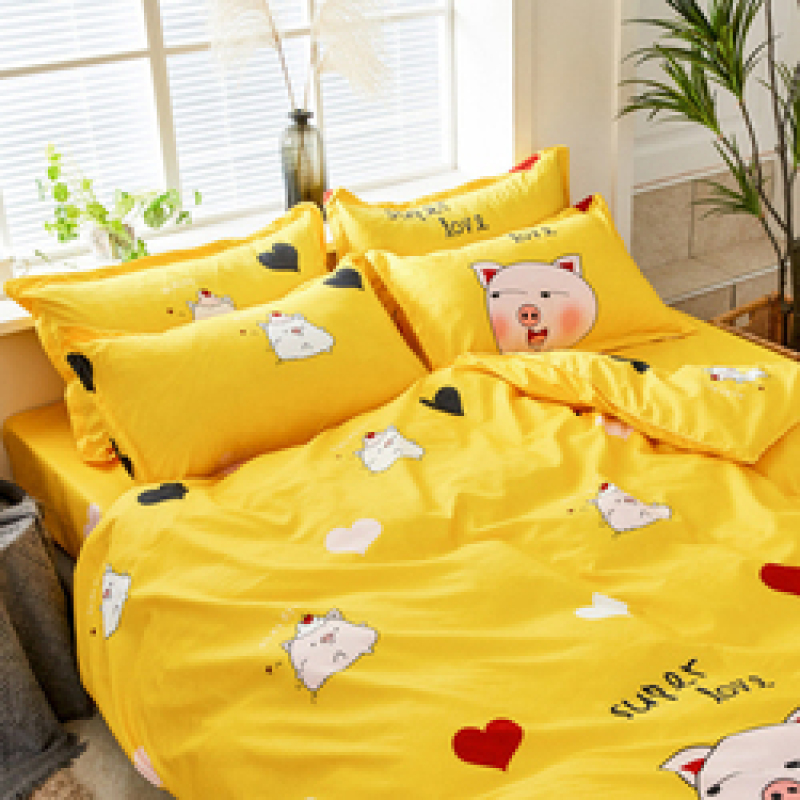 Amazon Hot Sale Printed 4 Piece Bed Sheet Set, Bed Sheet Cotton Set Bedding Set/