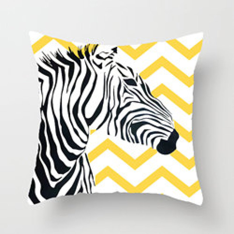 Modern Yellow Gray Geometric Striped Pattern Cushion Cover,  Thicken Short Velvet Cushion Cover/