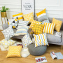 Modern Yellow Gray Geometric Striped Pattern Cushion Cover,  Thicken Short Velvet Cushion Cover/