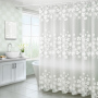 White Small Fresh Floral Fashion Shower Curtain, White Floral Minimalist Shower Curtain/