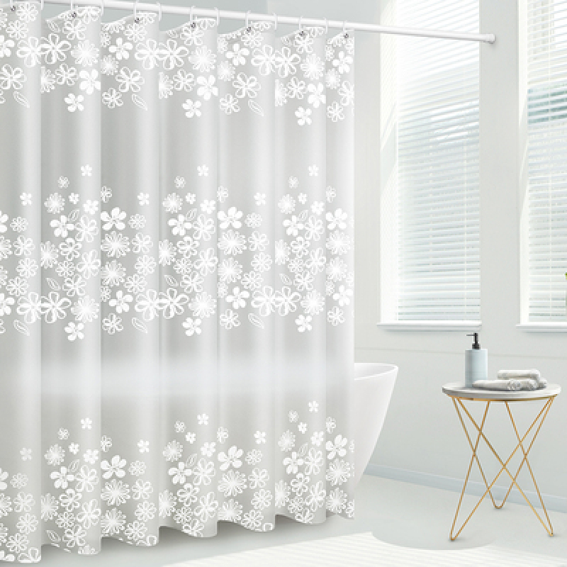 White Small Fresh Floral Fashion Shower Curtain, White Floral Minimalist Shower Curtain/