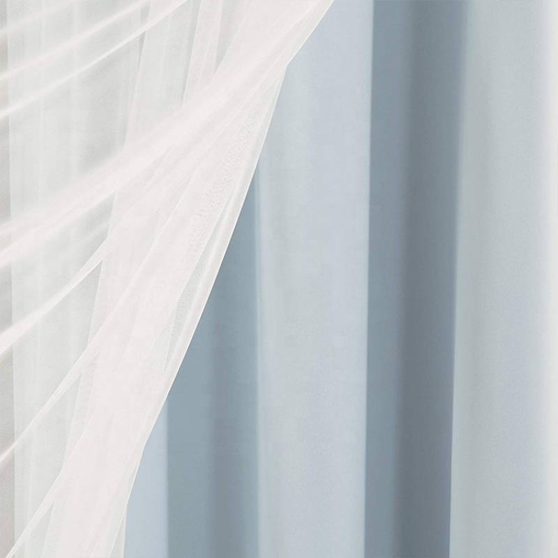 Fancy voile readymade party wall curtain dubai wave double layer sheer curtain tape