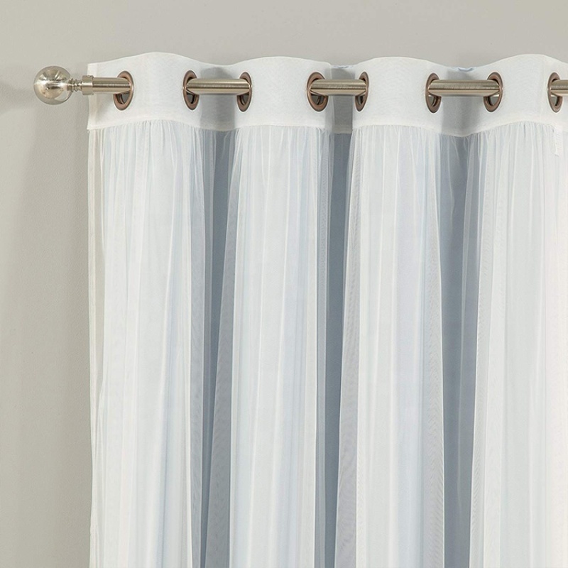 Fancy voile readymade party wall curtain dubai wave double layer sheer curtain tape