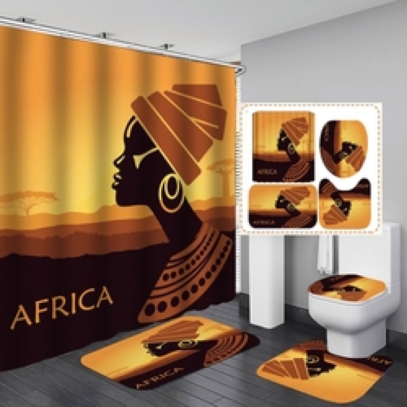African Print Shower Curtain Bathroom Sets, Custom Design Bathroom Shower Curtain Sets