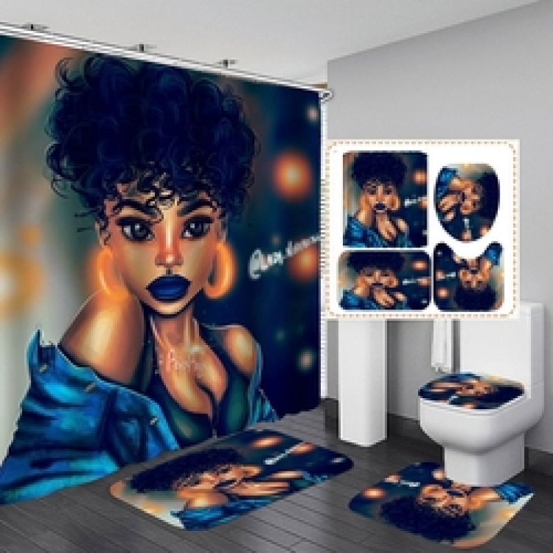 African Print Shower Curtain Bathroom Sets, Custom Design Bathroom Shower Curtain Sets