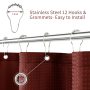 Durable Waffle Pattern Weave Shower Curtain, Mildew Resistant Bathroom Curtain With Tassel$