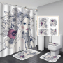 Hot Sale Wholesale Sexy African Woman Print Shower Curtain Set, Bathroom Anti Fungal Extra Long Extra Wide Shower Curtain Set/