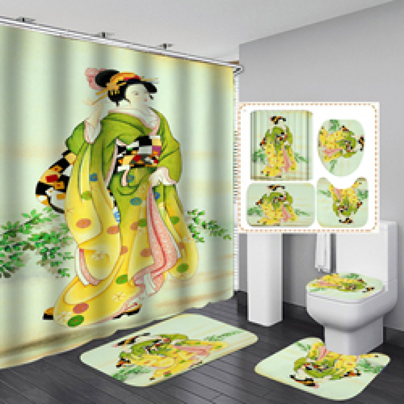 Hot Sale Wholesale Sexy African Woman Print Shower Curtain Set, Bathroom Anti Fungal Extra Long Extra Wide Shower Curtain Set/