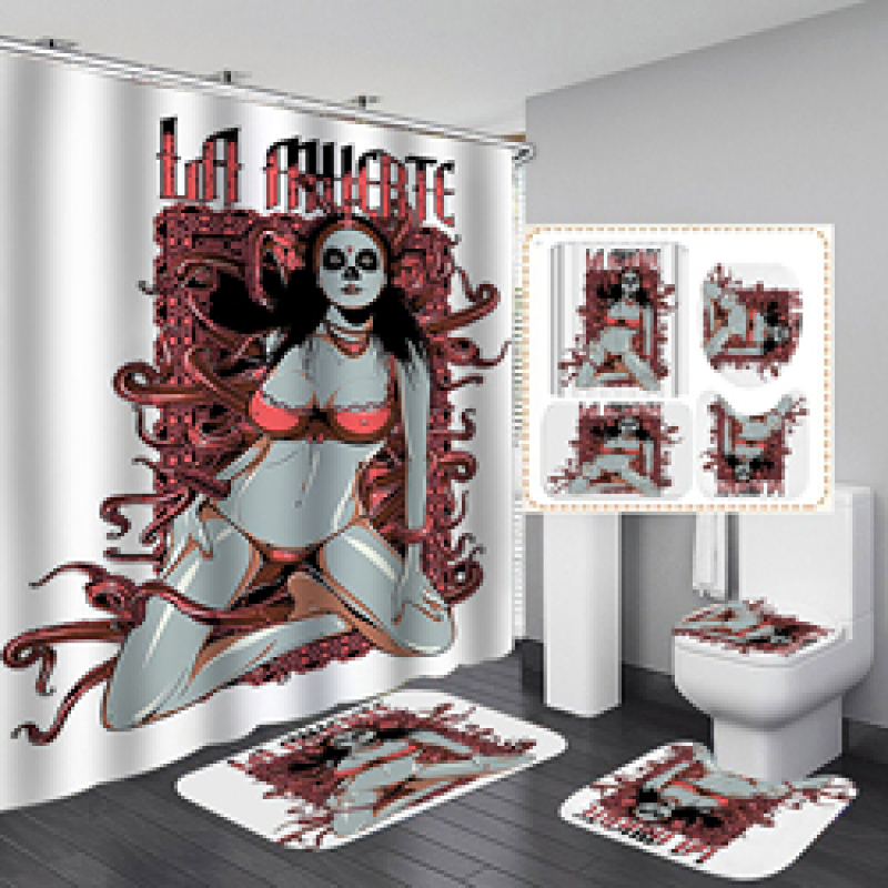 Hot Sale Wholesale Sexy African Woman Print Shower Curtain Set, Bathroom Anti Fungal Extra Long Extra Wide Shower Curtain Set/