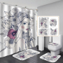 Hot Sale Wholesale Sexy African Woman Print Shower Curtain Set, Bathroom Anti Fungal Extra Long Extra Wide Shower Curtain Set/