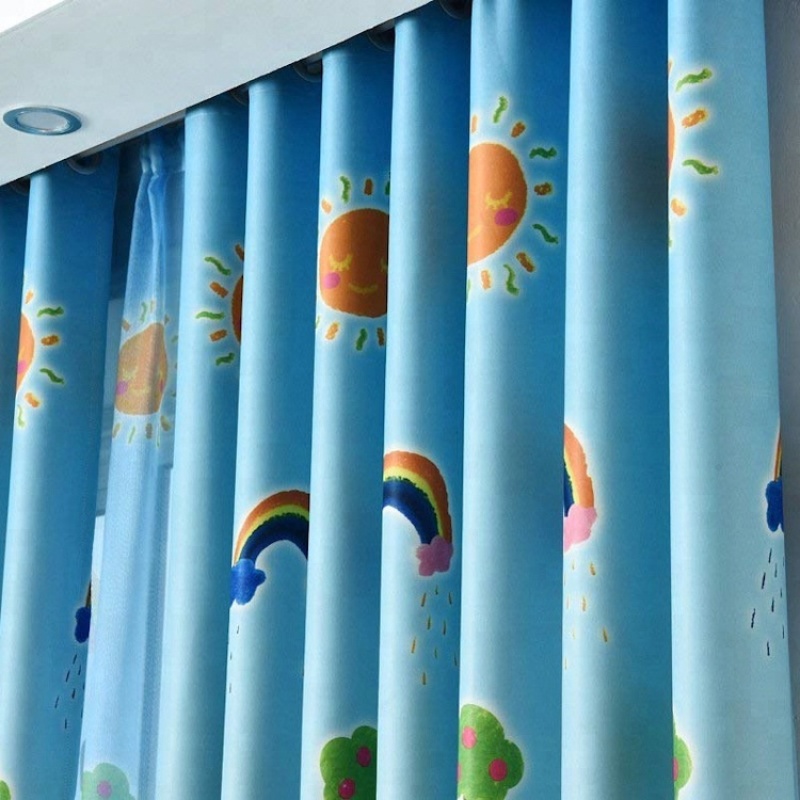 colored pencils digital print soundproof 100%polyester blackout curtain for hotel