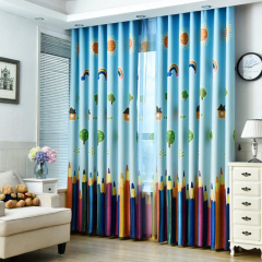 colored pencils digital print soundproof 100%polyester blackout curtain for hotel