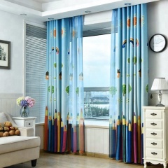 colored pencils digital print soundproof 100%polyester blackout curtain for hotel