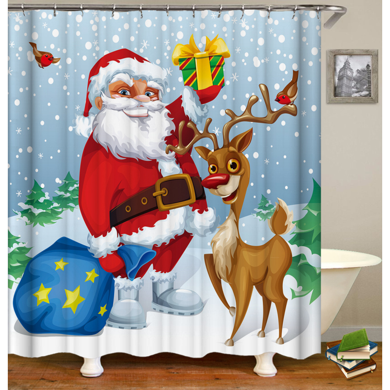 Drop Shipping Christmas bathroom Printed Shower Curtain for Bathroom DecorationPolyester Fabric Bathroom Shower Curtain Li/