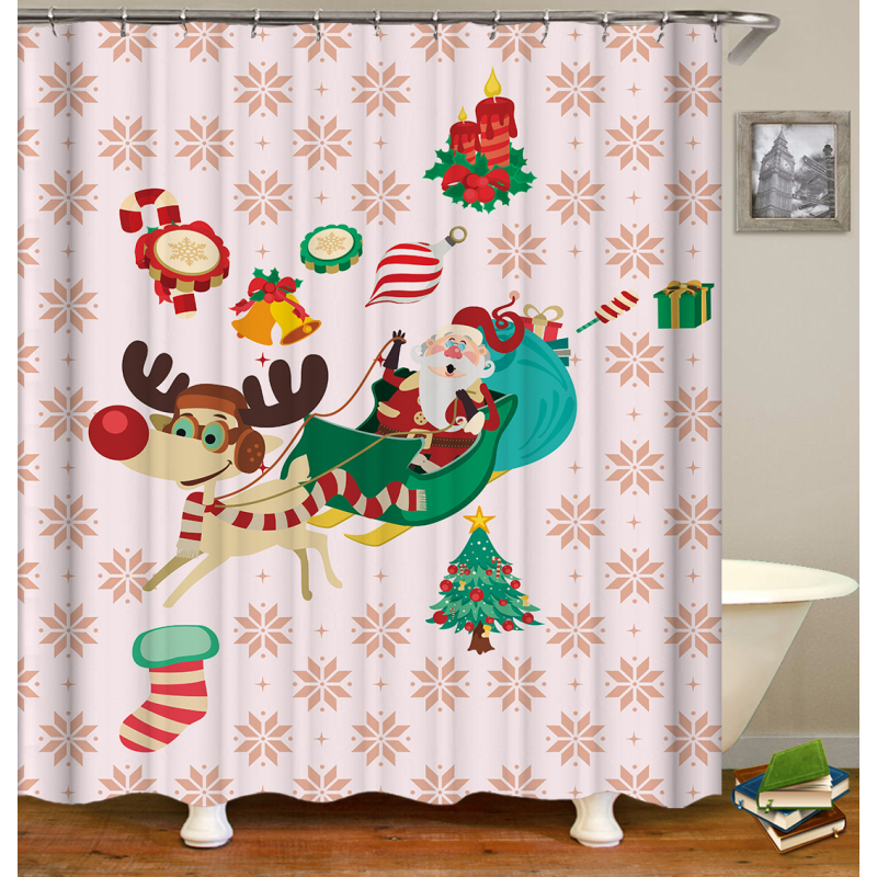 Drop Shipping Christmas bathroom Printed Shower Curtain for Bathroom DecorationPolyester Fabric Bathroom Shower Curtain Li/