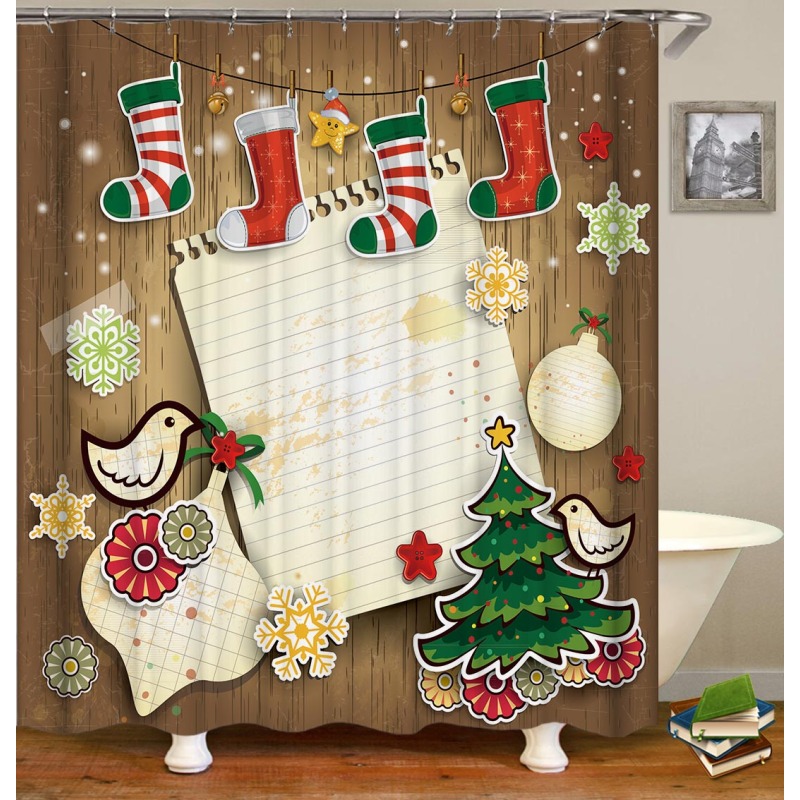 Drop Shipping Christmas bathroom Printed Shower Curtain for Bathroom DecorationPolyester Fabric Bathroom Shower Curtain Li/