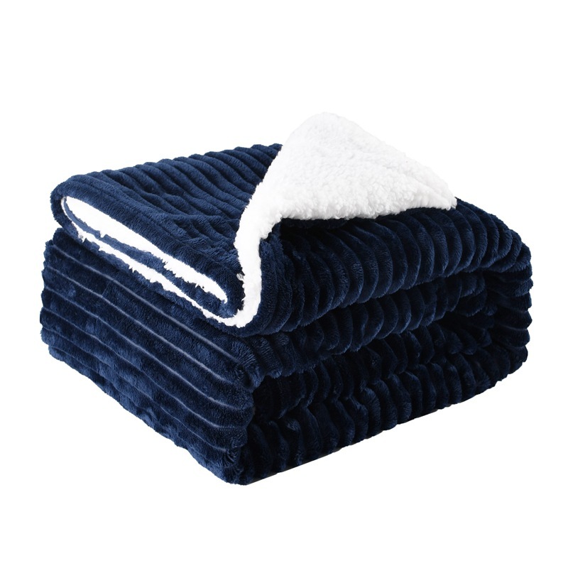 High Quality Heavy Throw Blanket, 100% Polyester Hot Selling Stripe Flannel Fleece Blanket For Bed Sofa/