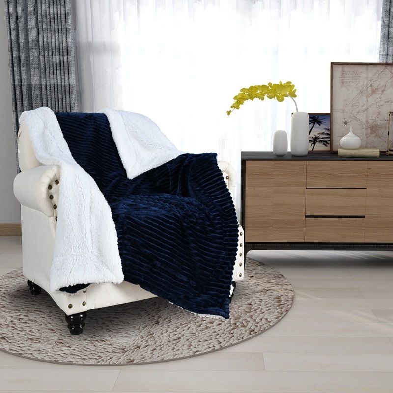 High Quality Heavy Throw Blanket, 100% Polyester Hot Selling Stripe Flannel Fleece Blanket For Bed Sofa/
