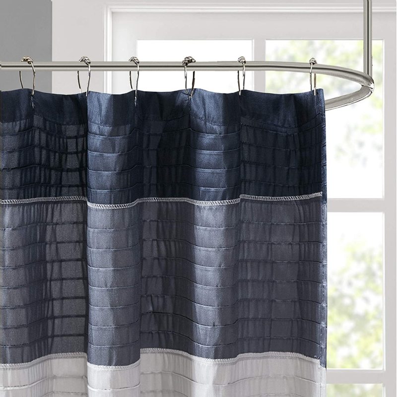 Bathroom shower rayon stitching stripe modern microfiber shower curtain,Extra Long Shower Curtain With Small Eyelet