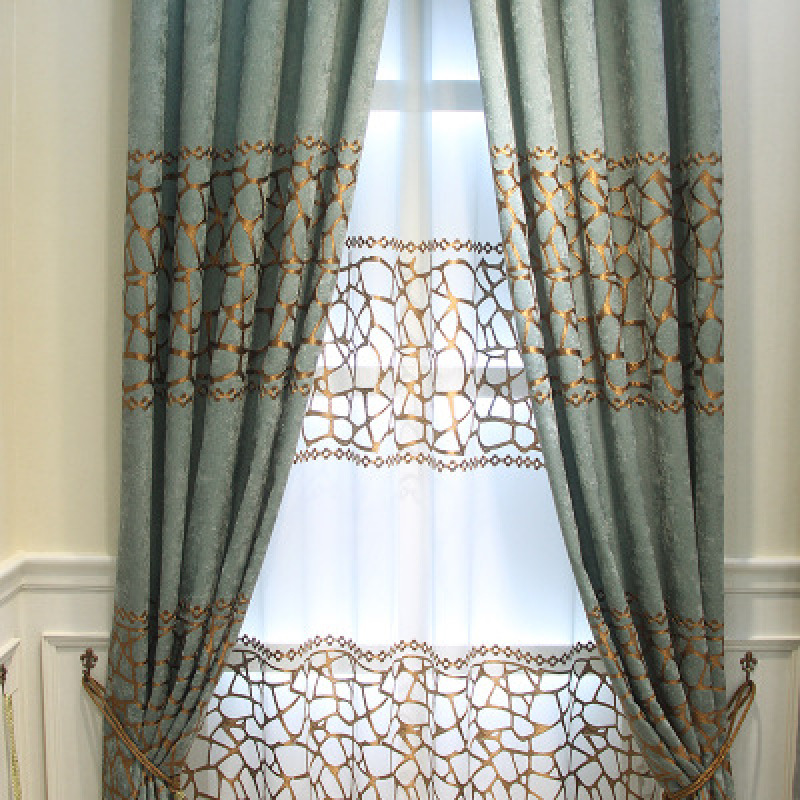 European Home Accessories Embroidered Hospital Insulated Grommet Modern Woven Blackout Curtain Fabric Flat Window Hotel Office