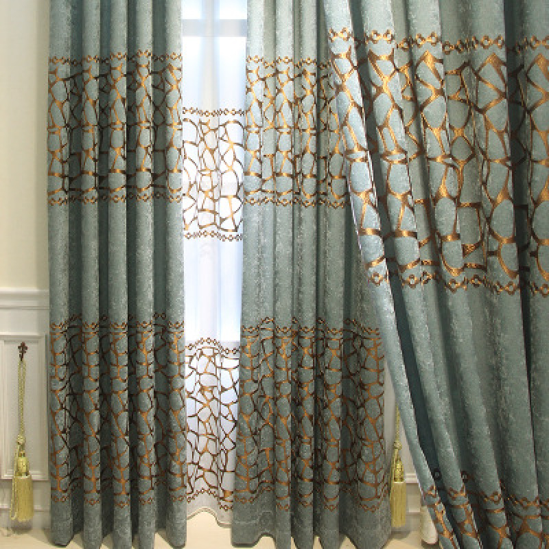 European Home Accessories Embroidered Hospital Insulated Grommet Modern Woven Blackout Curtain Fabric Flat Window Hotel Office