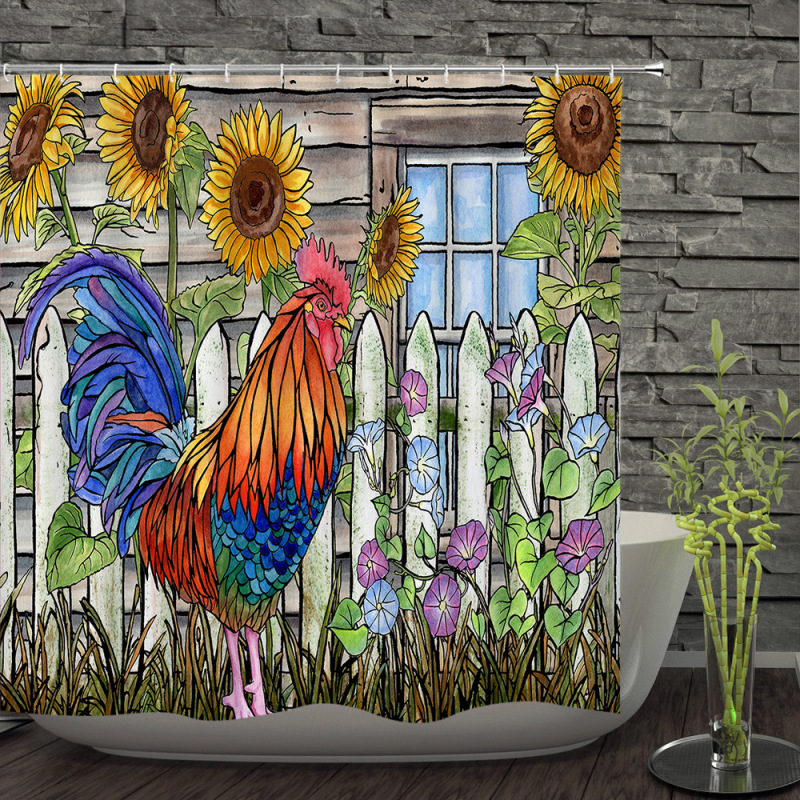 3D Sunflower Shower Curtain,Sunflower And Sky Music Notes Shower Curtain/