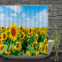 3D Sunflower Shower Curtain,Sunflower And Sky Music Notes Shower Curtain/