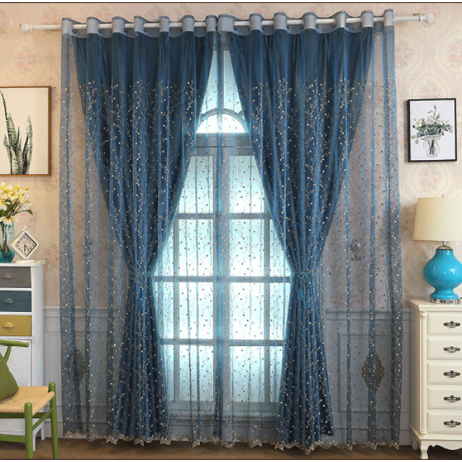Chinese style 100%polyester blackout decorative strip tissue hotel sheer curtain and drapes