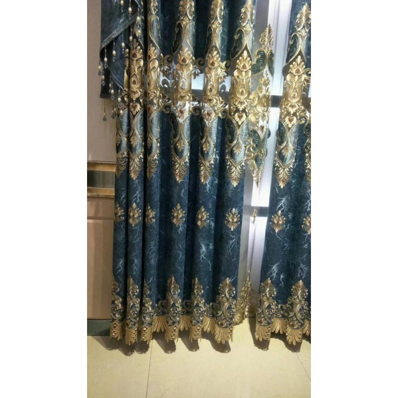 발란스가 부착된 로얄 럭셔리 커튼, 유럽식 럭셔리 창 자수 커튼/