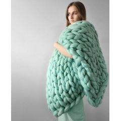 Throw Blankets for Couch Bed and Living Room - Fall Winter, Handmade Chunky Knit Blanket Wool Bulky Knitted Throw gift